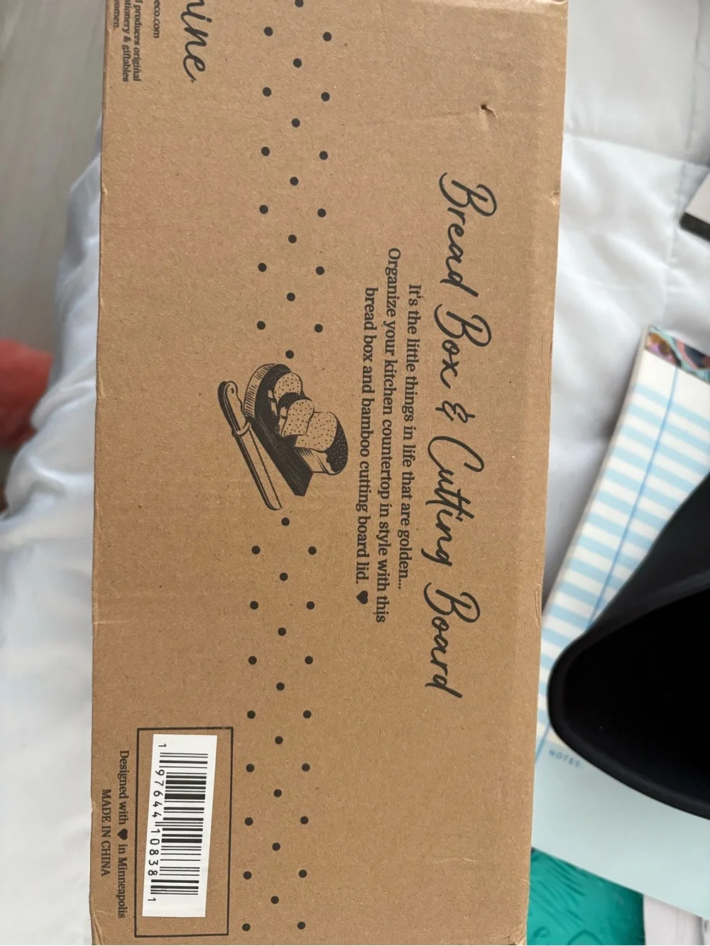 White Bread Box with Bamboo Lid